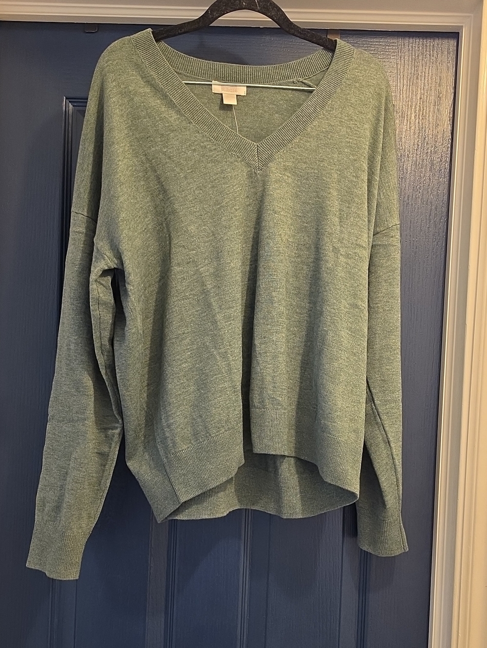 Lightweight V-Neck Sweater in Sage Green